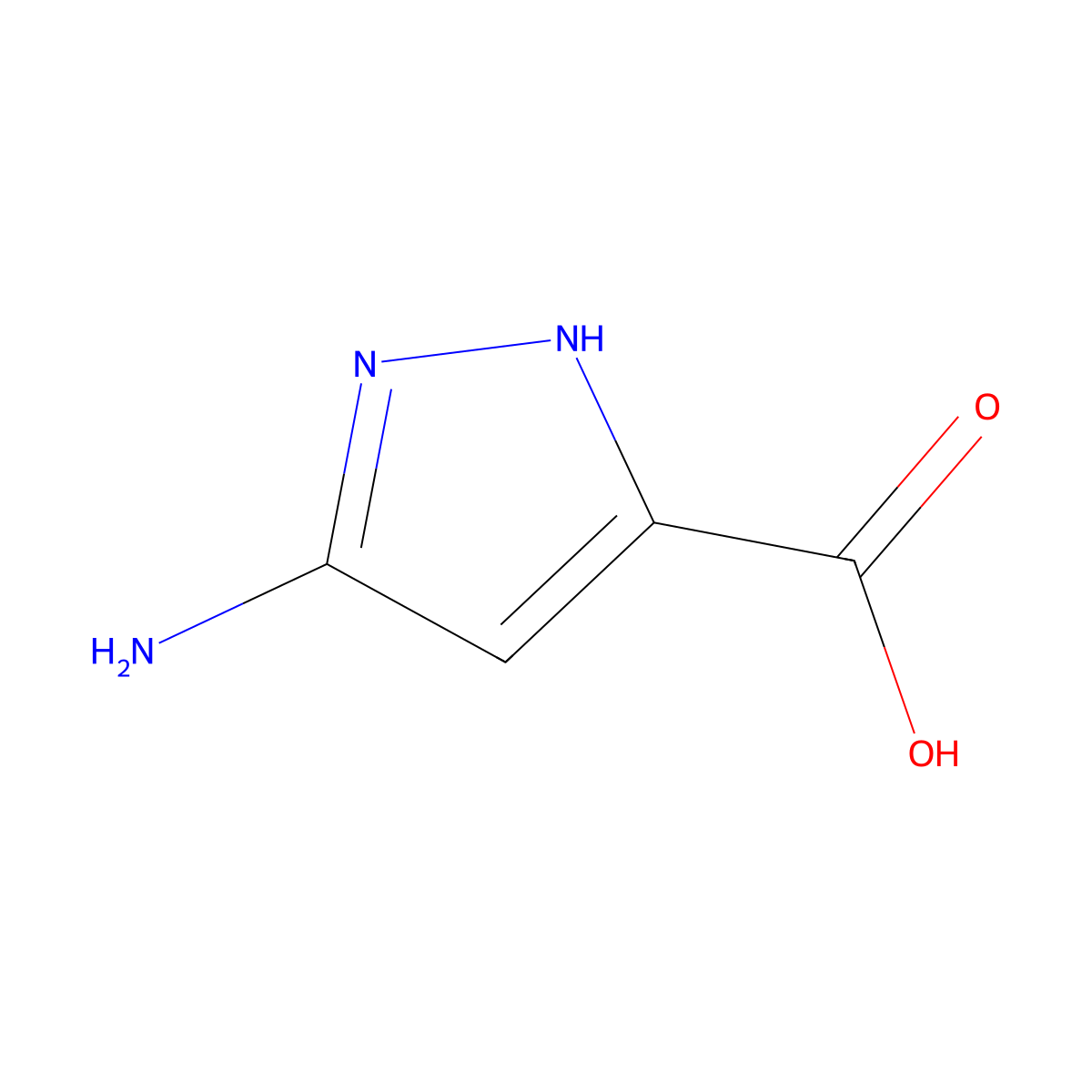 3-amino-1H-pyrazole-5-carboxylic acid molecular structure, CAS 124004-31-5