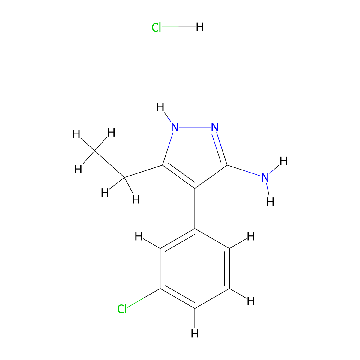 4-(3-Chlorophenyl)-3-ethyl-1H-pyrazol-5-amine hydrochloride molecular structure, CAS 1240044-66-9