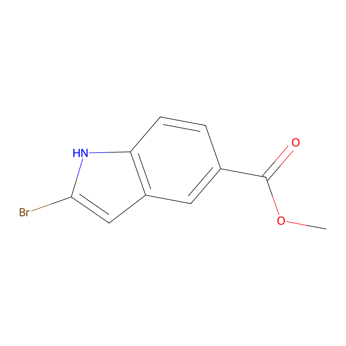 Methyl 2-bromo-1H-indole-5-carboxylate molecular structure, CAS 1240045-38-8