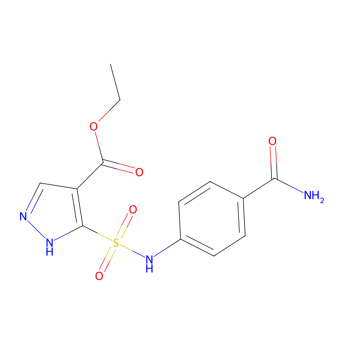 ethyl 5-[(4-carbamoylphenyl)sulfamoyl]-1H-pyrazole-4-carboxylate molecular structure, CAS 1240047-64-6