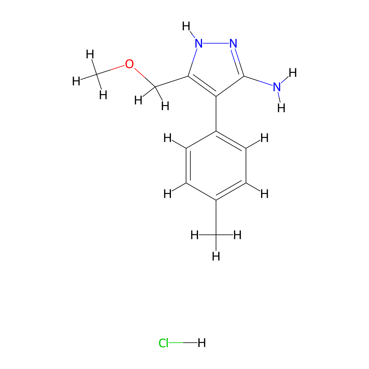 5-Methoxymethyl-4-p-tolyl-2H-pyrazol-3-ylamine hydrochloride molecular structure, CAS 1240049-62-0