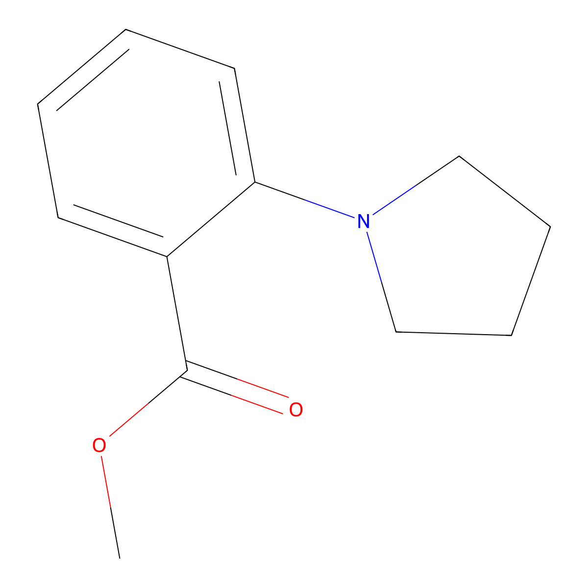 Methyl 2-(pyrrolidin-1-yl)benzoate molecular structure, CAS 124005-05-6