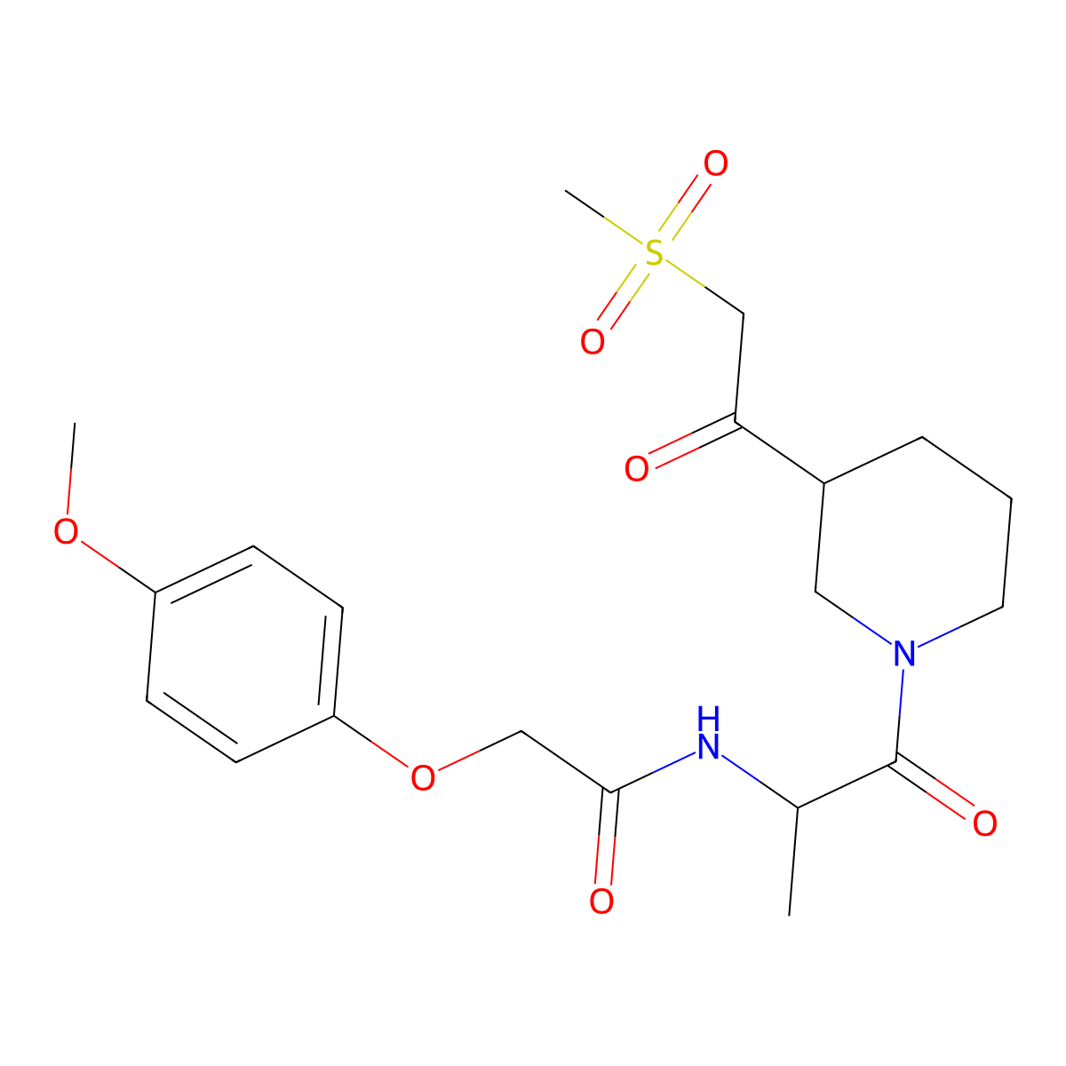 2-(4-Methoxyphenoxy)-N-[(1R)-1-methyl-2-[3-[2-(methylsulfonyl)acetyl]-1-piperidinyl]-2-oxoethyl]acetamide molecular structure, CAS 1240061-52-2