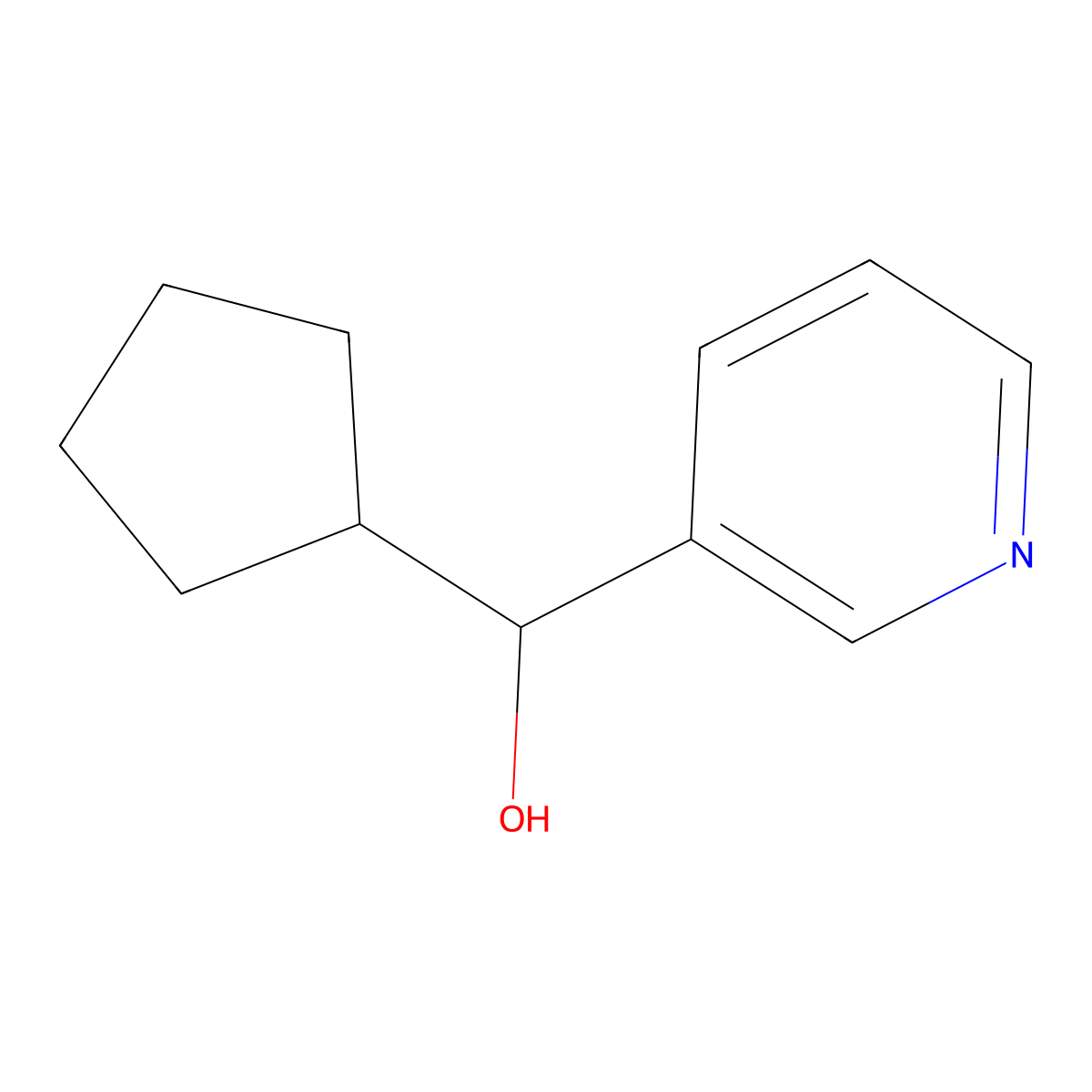 Cyclopentyl(pyridin-3-yl)methanol molecular structure, CAS 124009-65-0