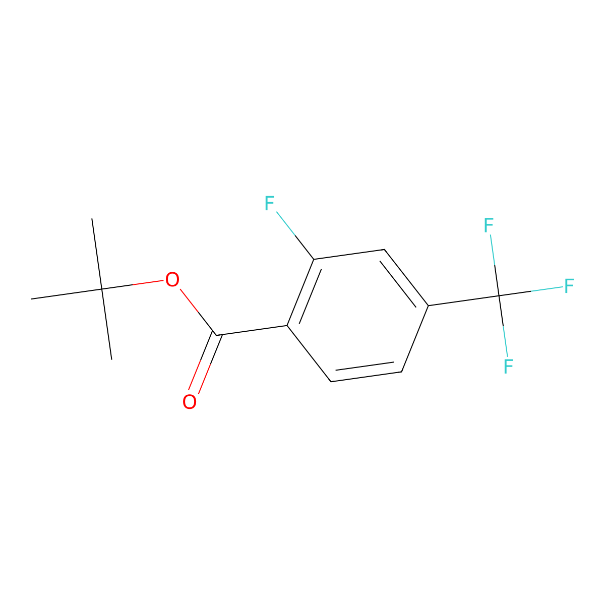 Tert-butyl 2-fluoro-4-(trifluoromethyl)benzoate molecular structure, CAS 1240100-16-6