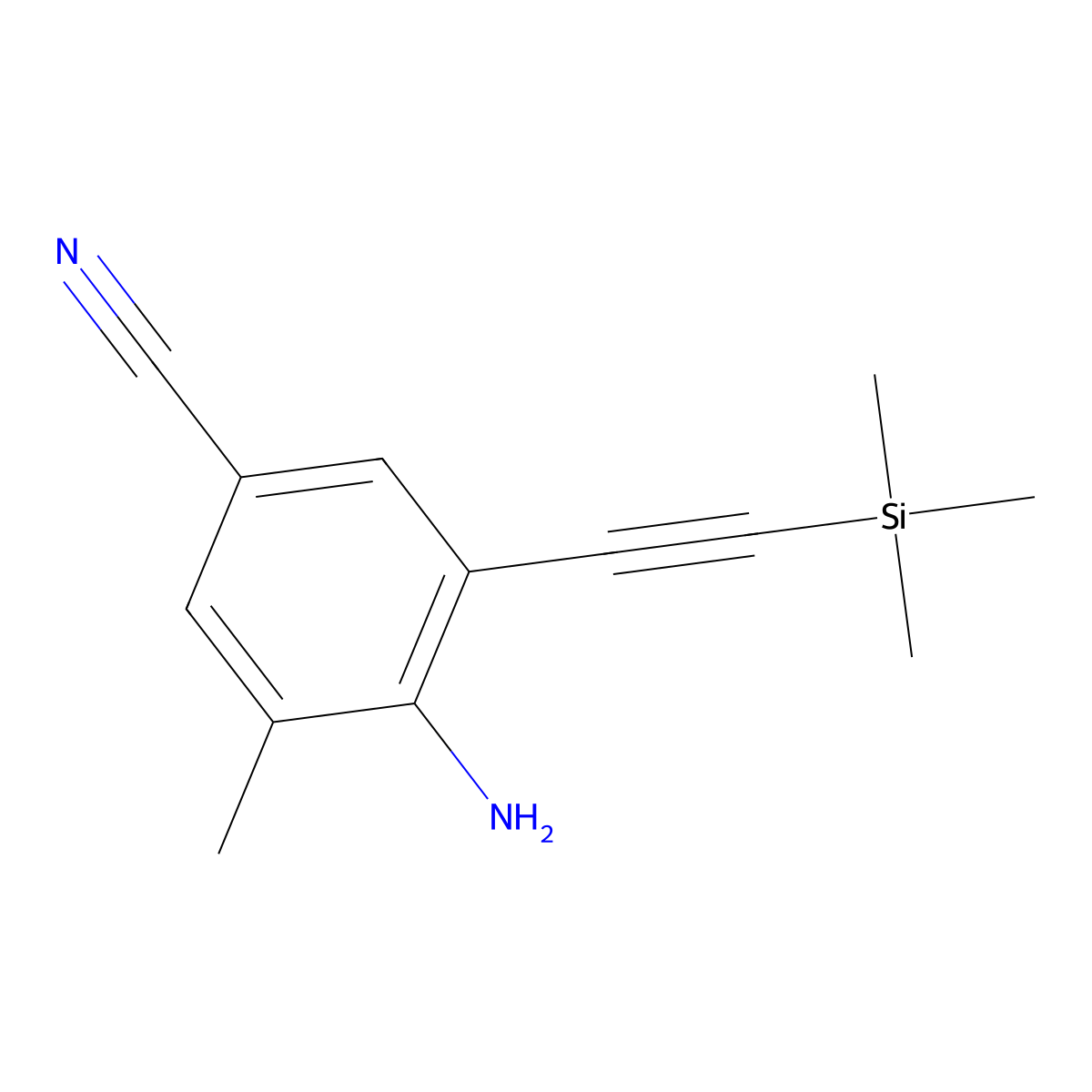 4-Amino-3-methyl-5-[2-(trimethylsilyl)ethynyl]benzonitrile molecular structure, CAS 1240113-18-1