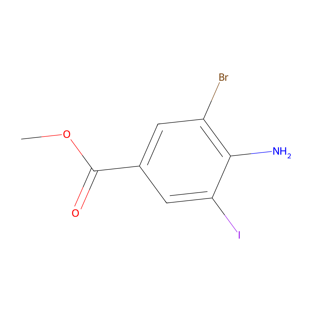 Methyl 4-amino-3-bromo-5-iodobenzoate molecular structure, CAS 1240113-86-3
