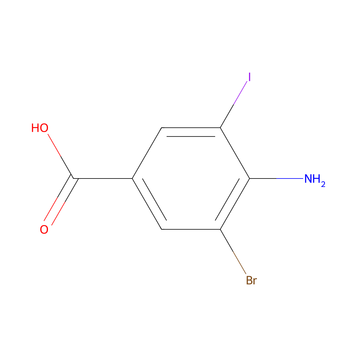 4-Amino-3-bromo-5-iodobenzoic acid molecular structure, CAS 1240113-89-6