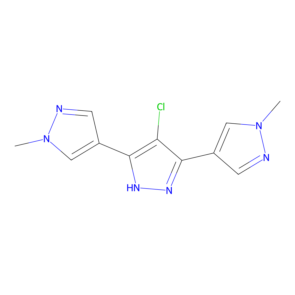 4'-chloro-1,1''-dimethyl-1H,1'H,1''H-4,3':5',4''-terpyrazole molecular structure, CAS 1240119-13-4