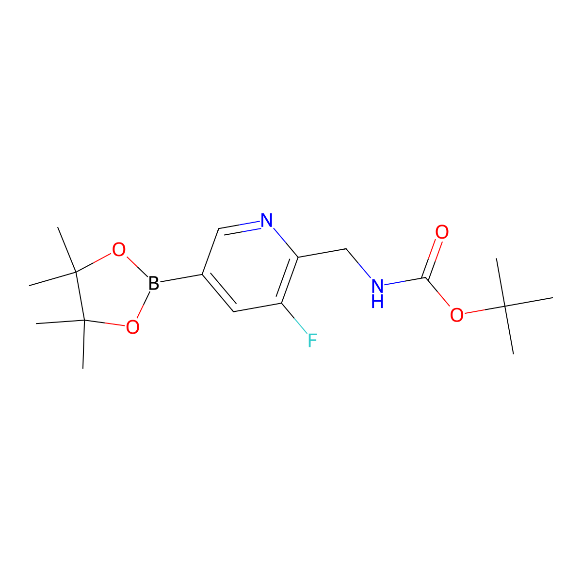 tert-Butyl N-{[3-fluoro-5-(4,4,5,5-tetramethyl-1,3,2-dioxaborolan-2-yl)pyridin-2-yl]methyl}carbamate molecular structure, CAS 1240133-41-8