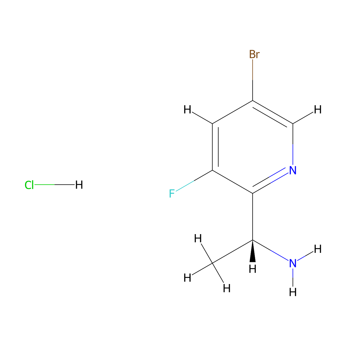 (R)-1-(5-Bromo-3-fluoropyridin-2-yl)ethan-1-amine hydrochloride molecular structure, CAS 1240133-50-9