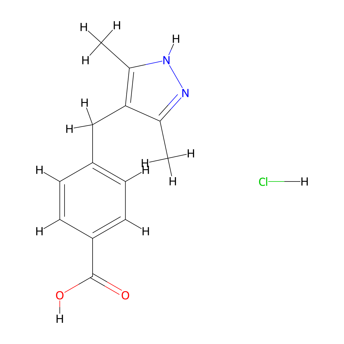 4-(3,5-Dimethyl-1H-pyrazol-4-ylmethyl)-benzoic acid hydrochloride molecular structure, CAS 1240134-87-5
