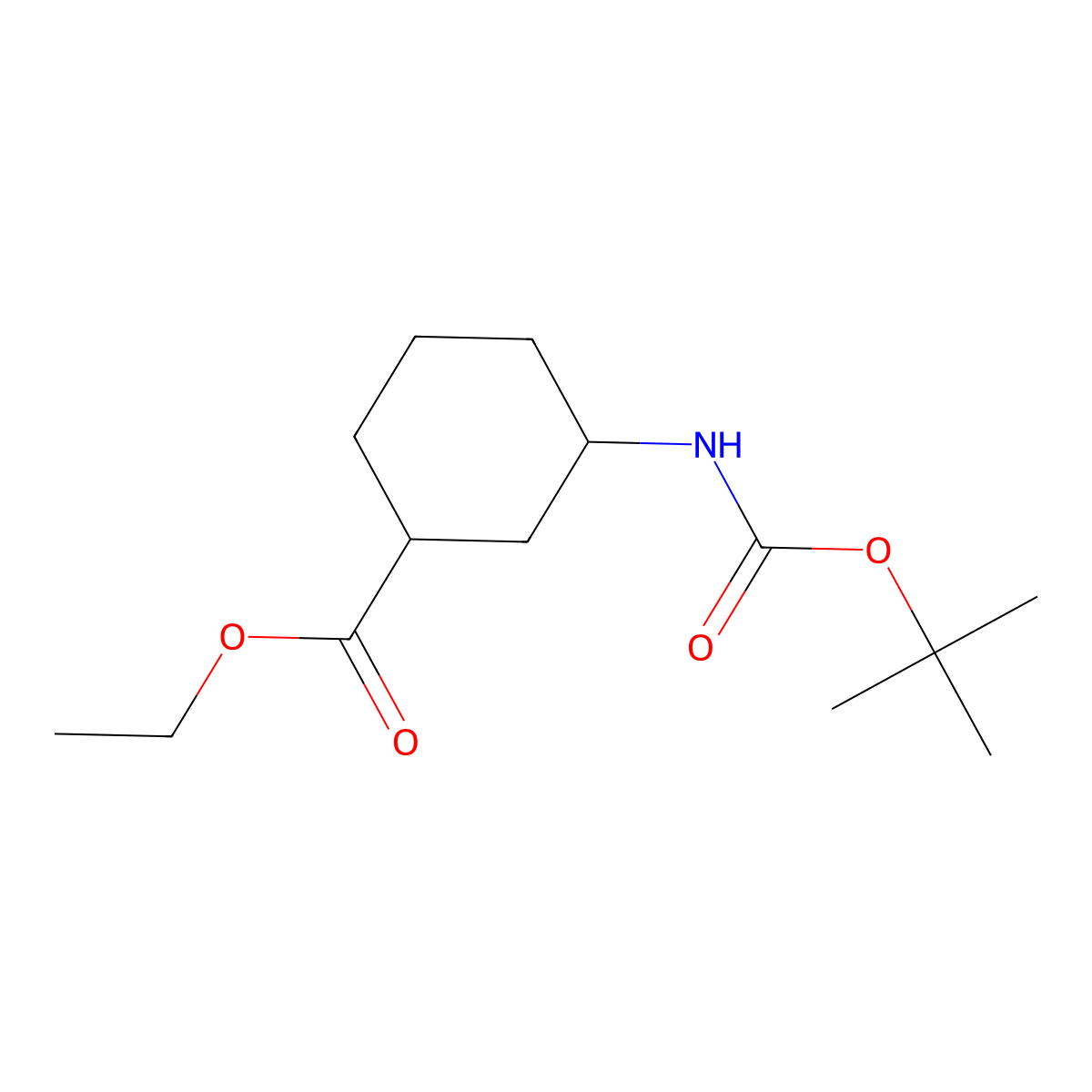 cis-3-tert-Butoxycarbonylamino-cyclohexanecarboxylic acid ethyl ester molecular structure, CAS 1240164-14-0