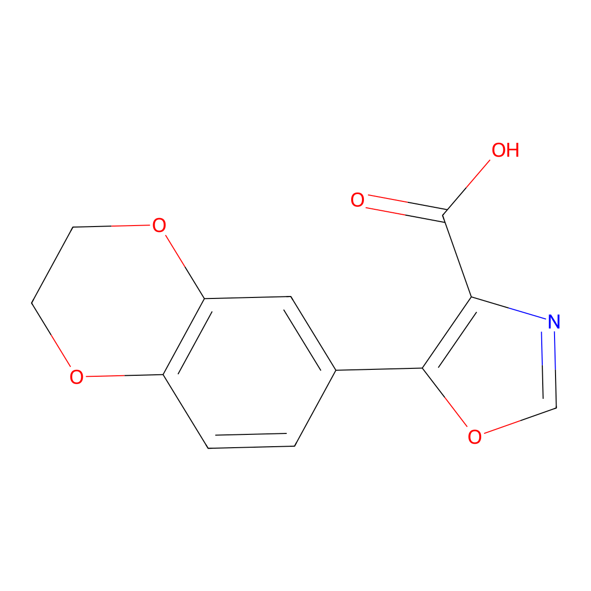 5-(2,3-Dihydro-1,4-benzodioxin-6-yl)-1,3-oxazole-4-carboxylic acid molecular structure, CAS 1240165-83-6