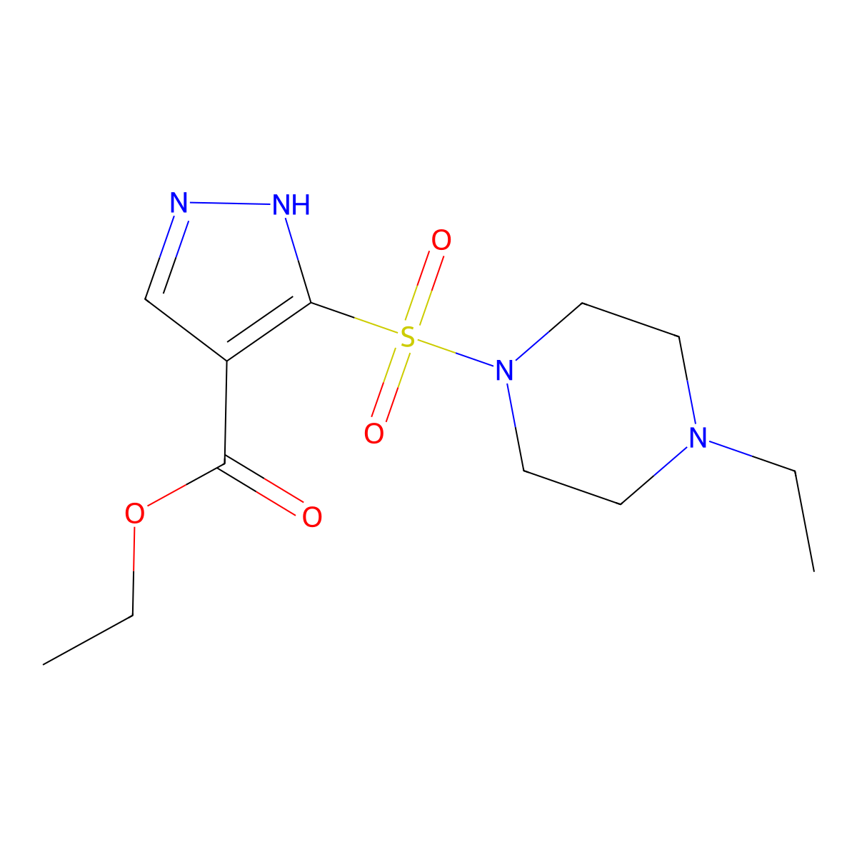 ethyl 3-[(4-ethylpiperazin-1-yl)sulfonyl]-1H-pyrazole-4-carboxylate molecular structure, CAS 1240169-35-0