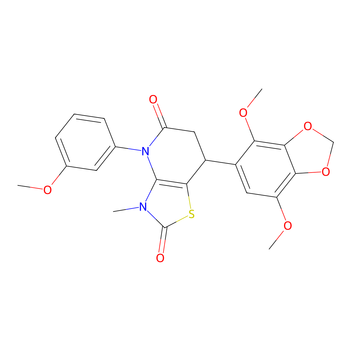 7-(4,7-dimethoxy-1,3-benzodioxol-5-yl)-4-(3-methoxyphenyl)-3-methyl-6,7-dihydro[1,3]thiazolo[4,5-b]pyridine-2,5(3H,4H)-dione molecular structure, CAS 1240187-32-9