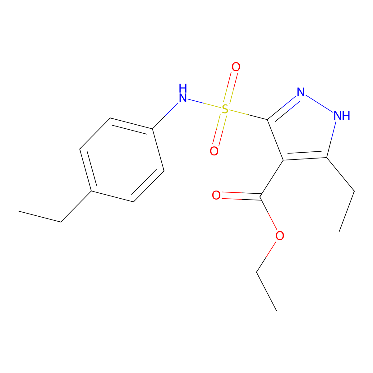 ethyl 3-ethyl-5-[(4-ethylphenyl)sulfamoyl]-1H-pyrazole-4-carboxylate molecular structure, CAS 1240197-97-0
