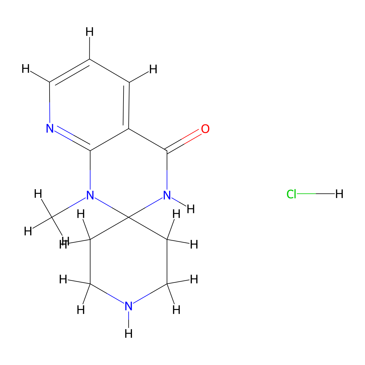 1'-methyl-3',4'-dihydro-1'H-spiro[piperidine-4,2'-pyrido[2,3-d]pyrimidin]-4'-one hydrochloride molecular structure, CAS 1240199-39-6