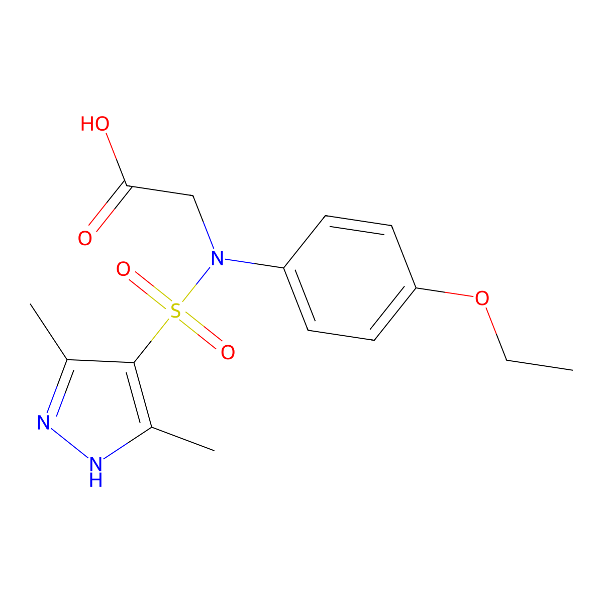 [[(3,5-Dimethyl-1H-pyrazol-4-yl)sulfonyl]-(4-ethoxyphenyl)amino]acetic acid molecular structure, CAS 1240217-90-6