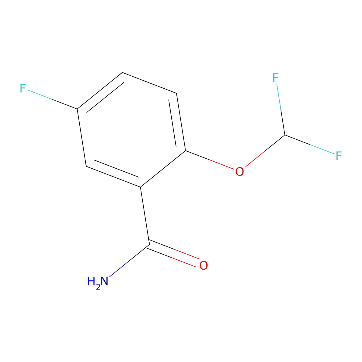 2-(Difluoromethoxy)-5-fluorobenzamide molecular structure, CAS 1240256-77-2