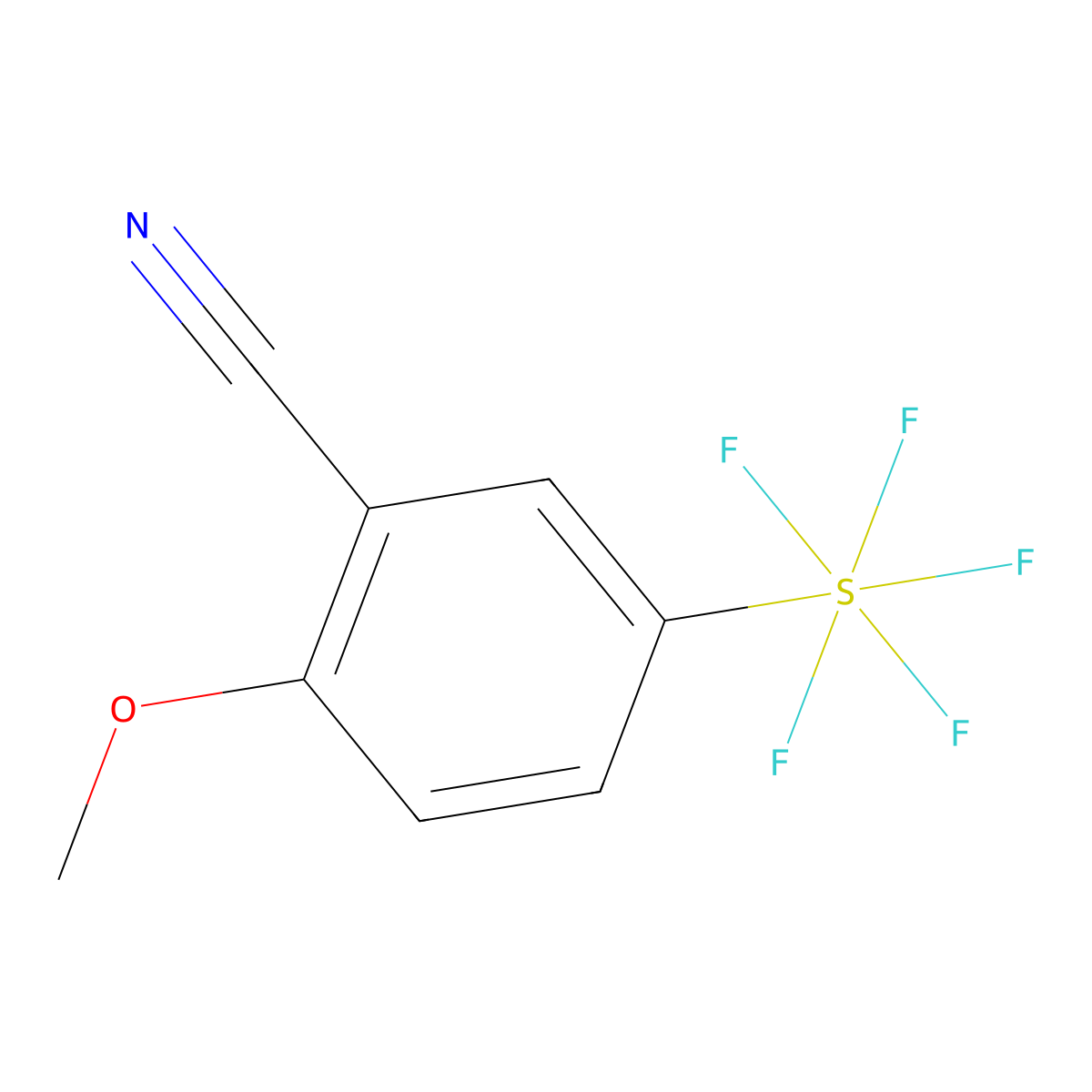 2-Methoxy-5-(pentafluorosulfur)benzonitrile molecular structure, CAS 1240256-84-1