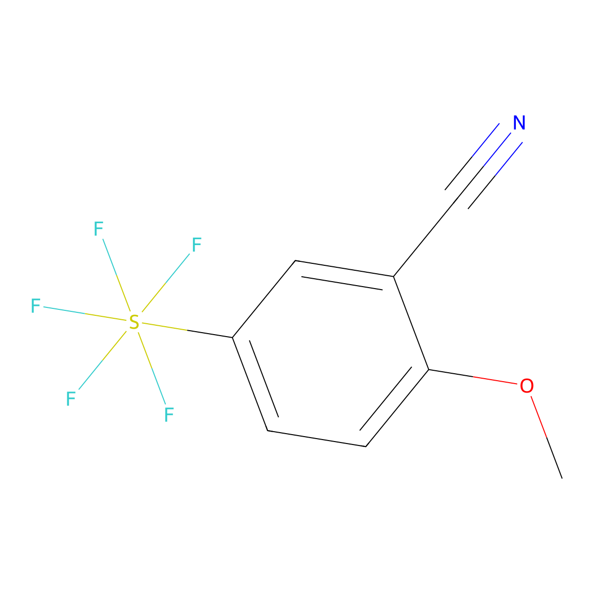 2-Methoxy-5-(pentafluorosulfur)benzonitrile molecular structure, CAS 1240256-84-1