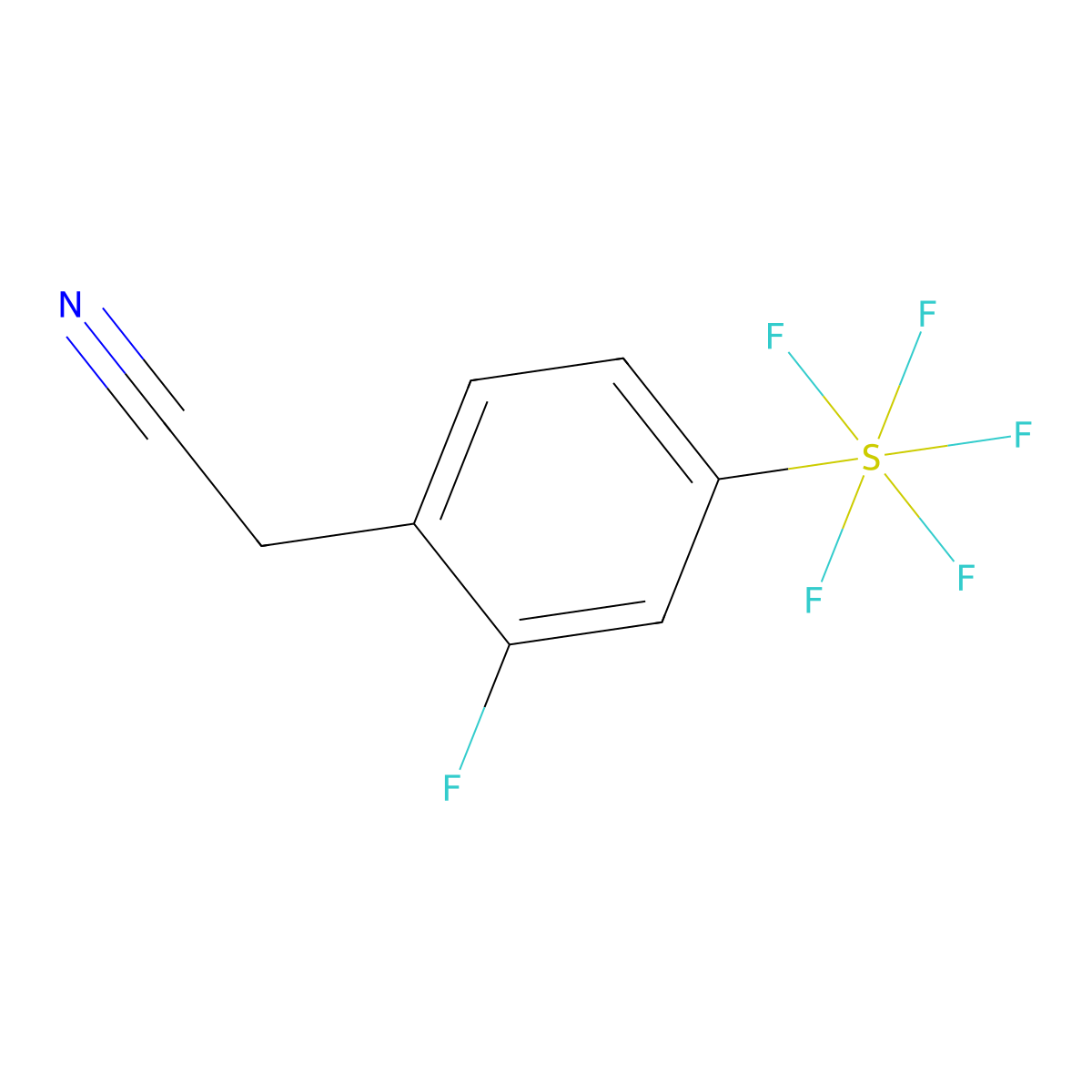2-Fluoro-4-(pentafluorosulfur)phenylacetonitrile molecular structure, CAS 1240256-87-4