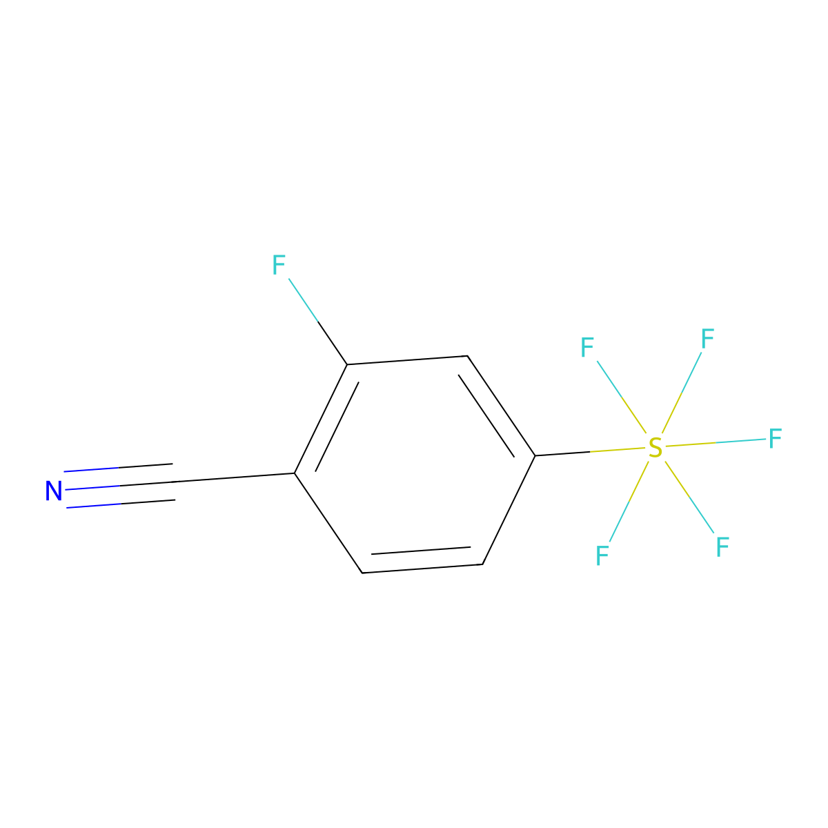 2-Fluoro-4-(pentafluorosulfur)benzonitrile molecular structure, CAS 1240256-91-0