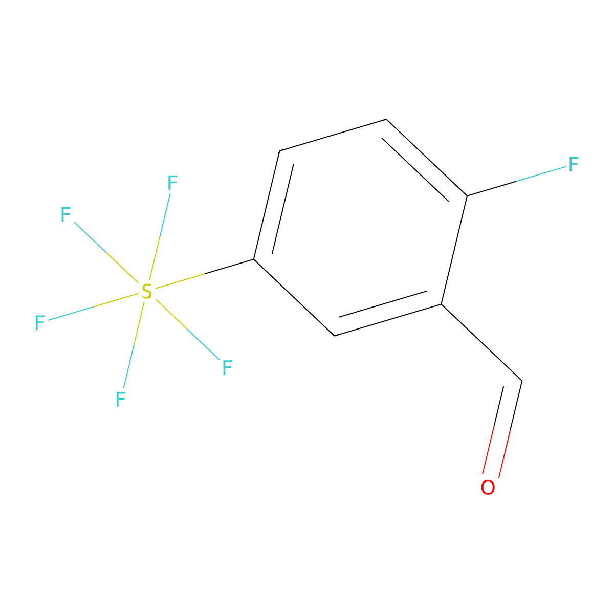 2-Fluoro-5-(pentafluorosulfur)benzaldehyde molecular structure, CAS 1240257-02-6