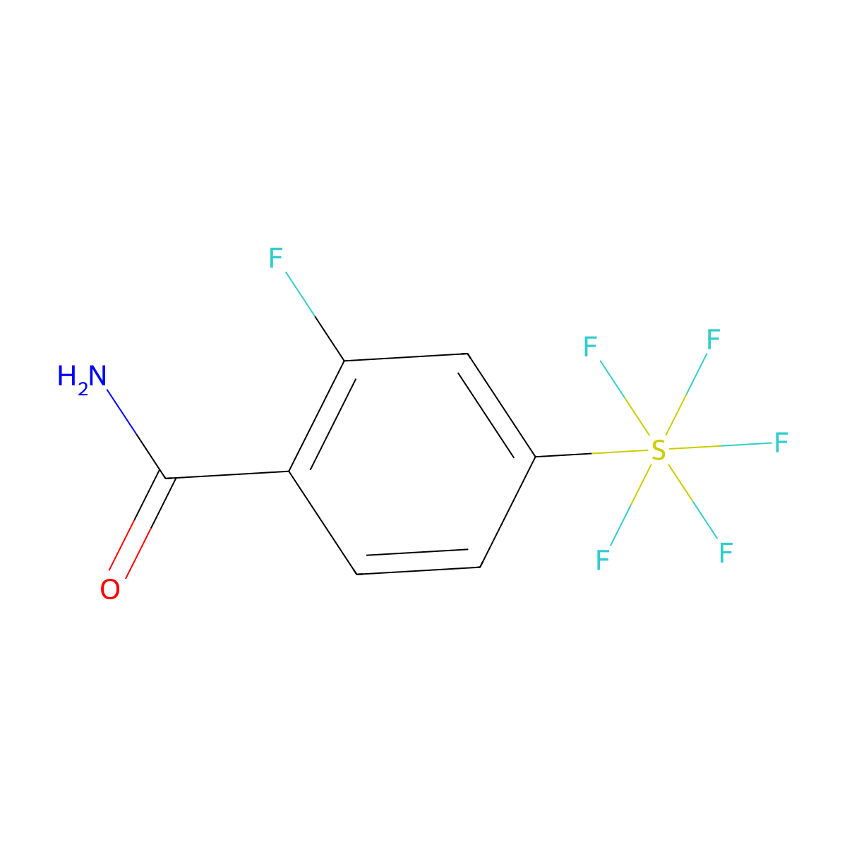 2-Fluoro-4-(pentafluorosulfur)benzamide molecular structure, CAS 1240257-30-0