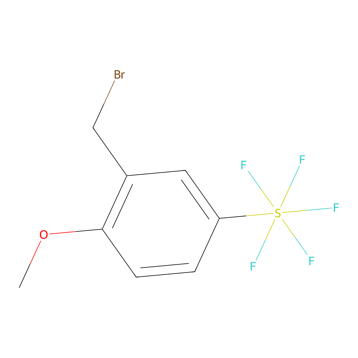 2-Methoxy-5-(pentafluorosulfur)benzyl bromide molecular structure, CAS 1240257-53-7