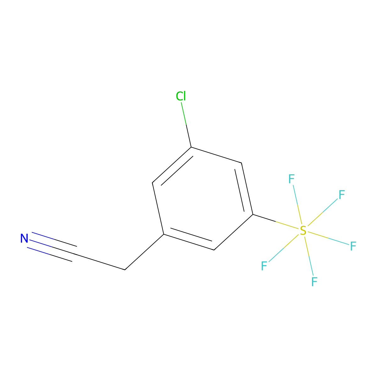 3-Chloro-5-(pentafluorosulfur)phenylacetonitrile molecular structure, CAS 1240257-75-3
