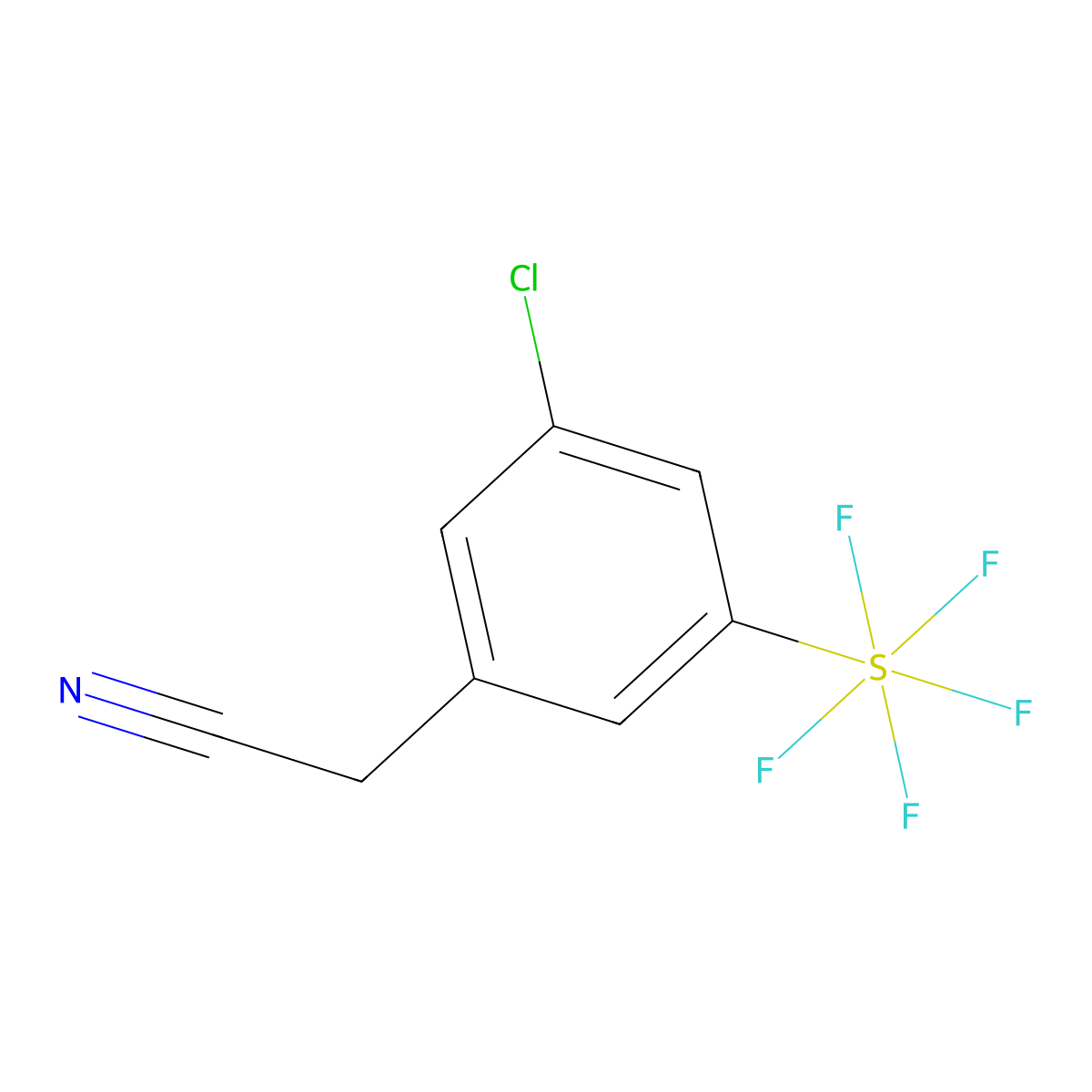 3-Chloro-5-(pentafluorosulfur)phenylacetonitrile molecular structure, CAS 1240257-75-3