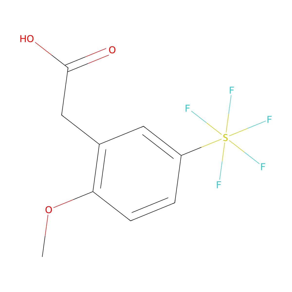 2-Methoxy-5-(pentafluorosulfur)phenylacetic acid molecular structure, CAS 1240257-85-5