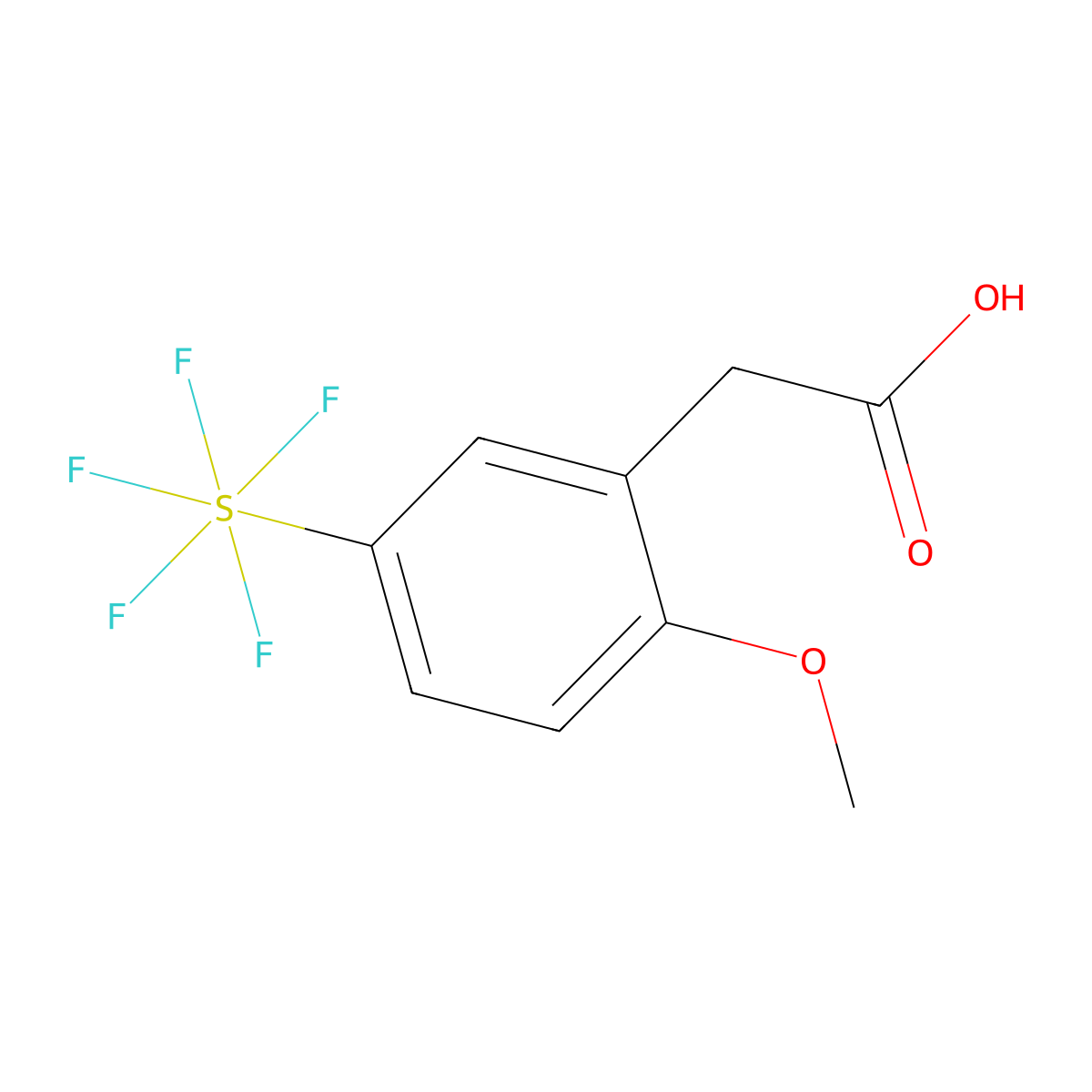 2-Methoxy-5-(pentafluorosulfur)phenylacetic acid molecular structure, CAS 1240257-85-5