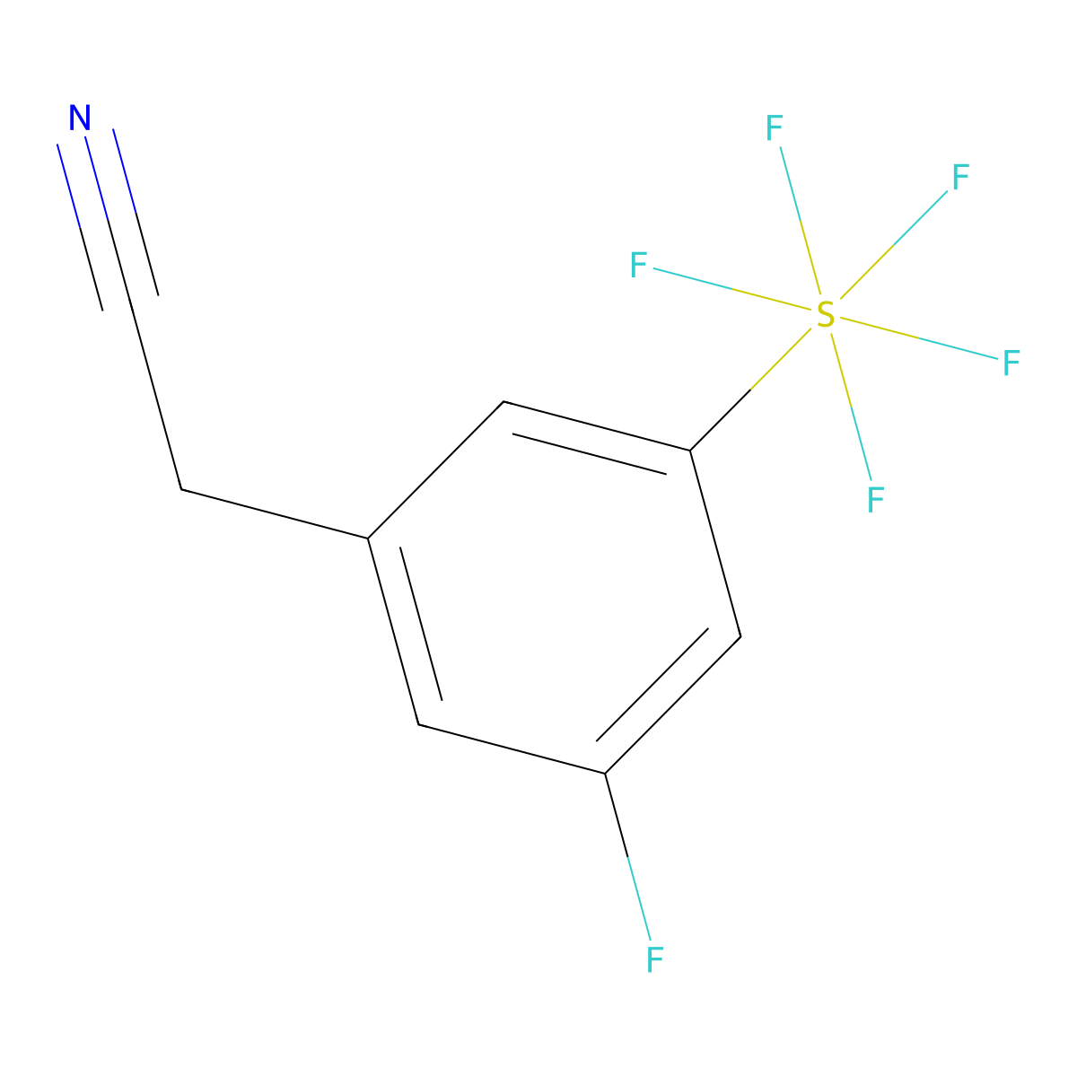 3-Fluoro-5-(pentafluorosulfur)phenylacetonitrile molecular structure, CAS 1240257-90-2