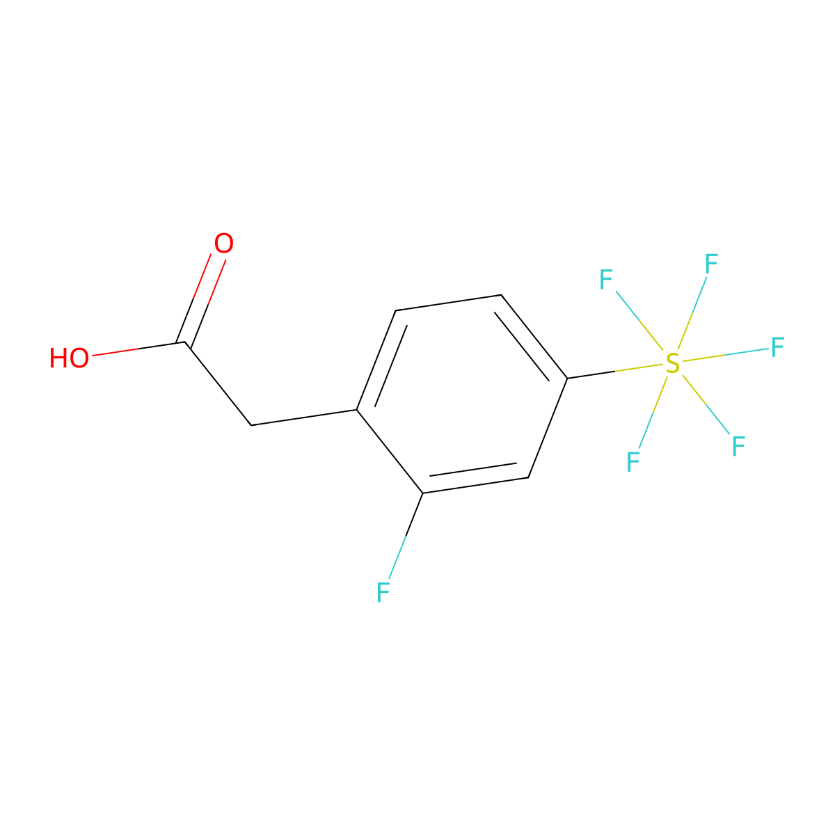 2-Fluoro-4-(pentafluorosulfur)phenylacetic acid molecular structure, CAS 1240257-93-5