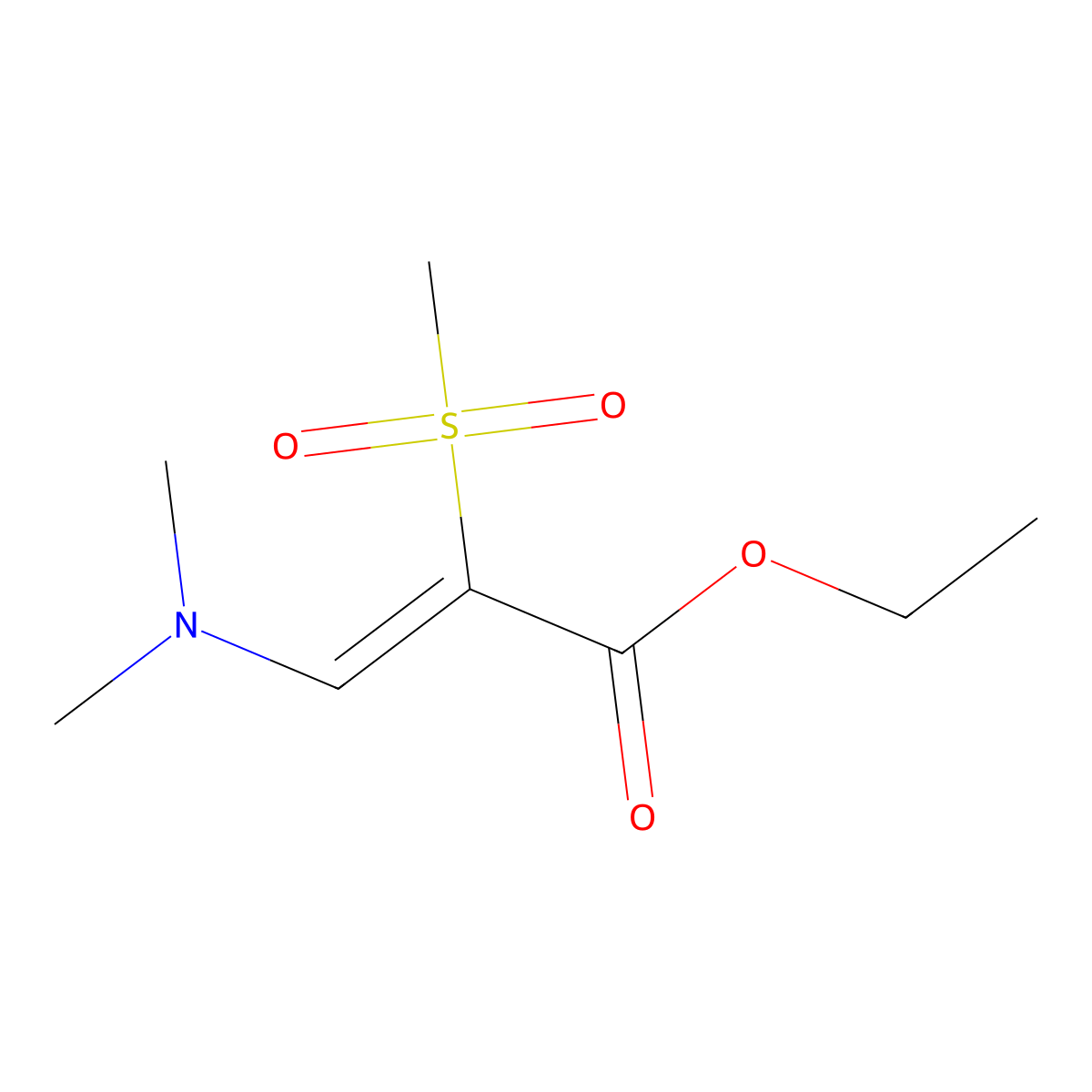 Ethyl 3-dimethylamino-2-methylsulphonylacrylate molecular structure, CAS 1240263-70-0