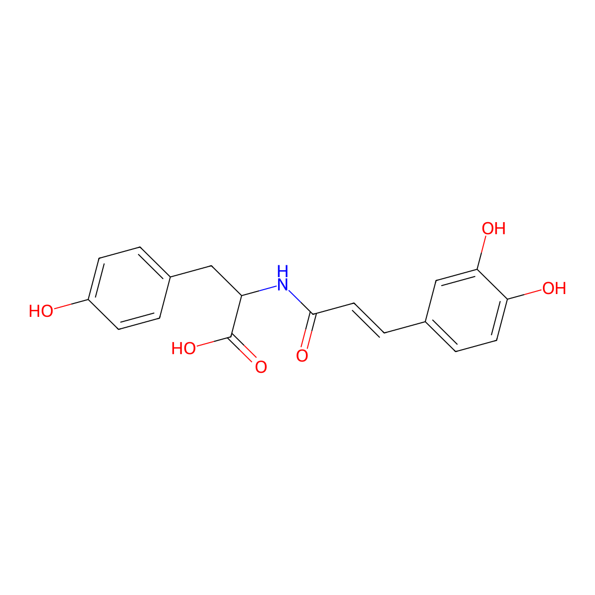 N-[3',4'-Dihydroxy-(E)-cinnamoyl]-L-tyrosine molecular structure, CAS 124027-56-1