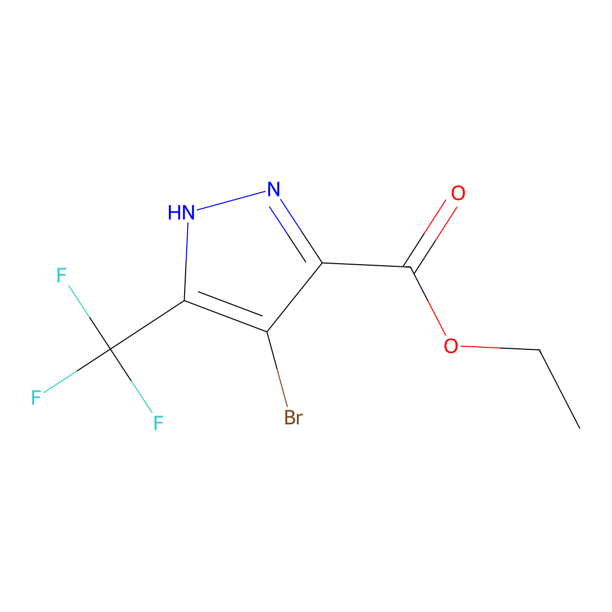 ethyl 4-bromo-5-(trifluoromethyl)-1H-pyrazole-3-carboxylate molecular structure, CAS 1240278-21-0