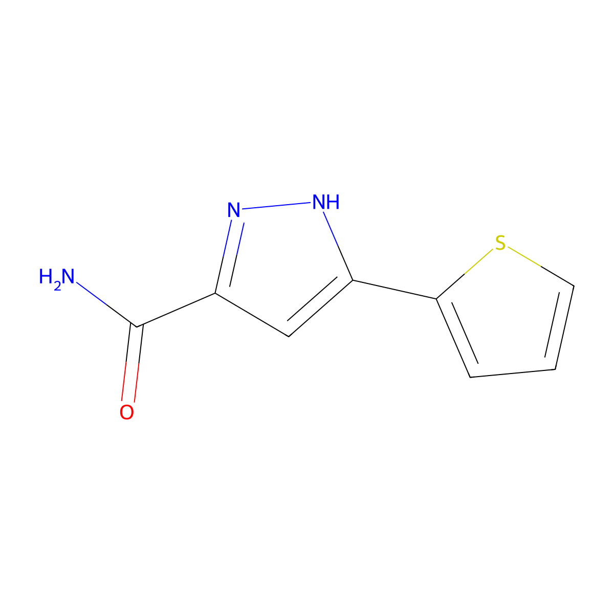 5-(thiophen-2-yl)-1H-pyrazole-3-carboxamide molecular structure, CAS 1240279-47-3