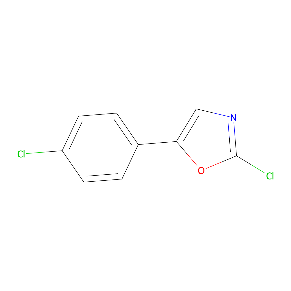 2-Chloro-5-(4-chlorophenyl)-1,3-oxazole molecular structure, CAS 1240282-86-3