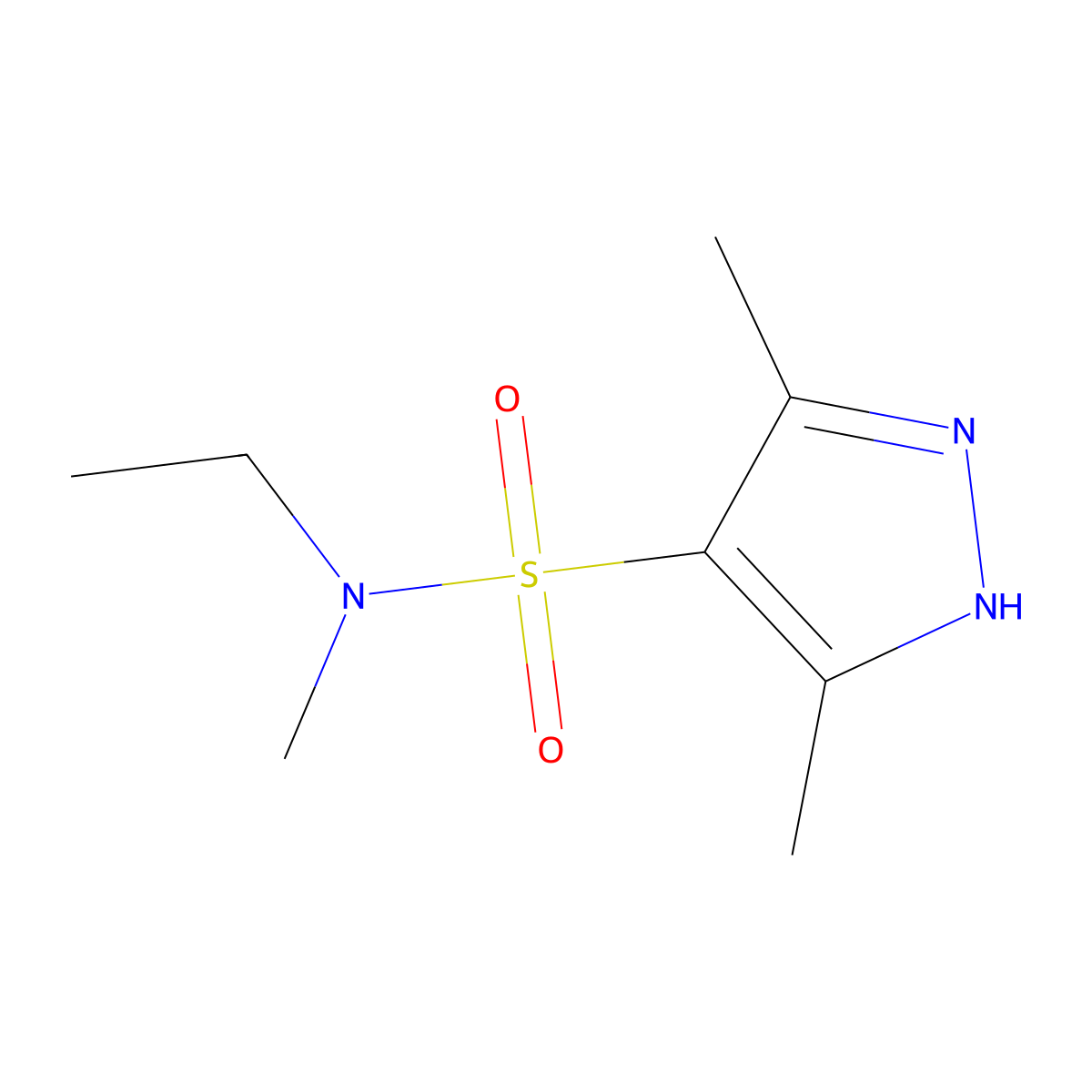 N-ethyl-N,3,5-trimethyl-1H-pyrazole-4-sulfonamide molecular structure, CAS 1240284-63-2