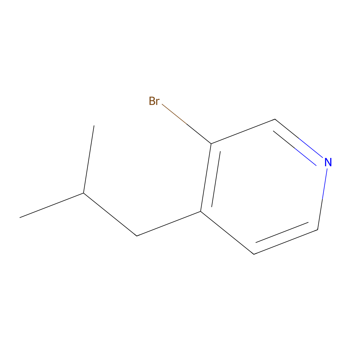 3-Bromo-4-isobutylpyridine molecular structure, CAS 1240287-15-3