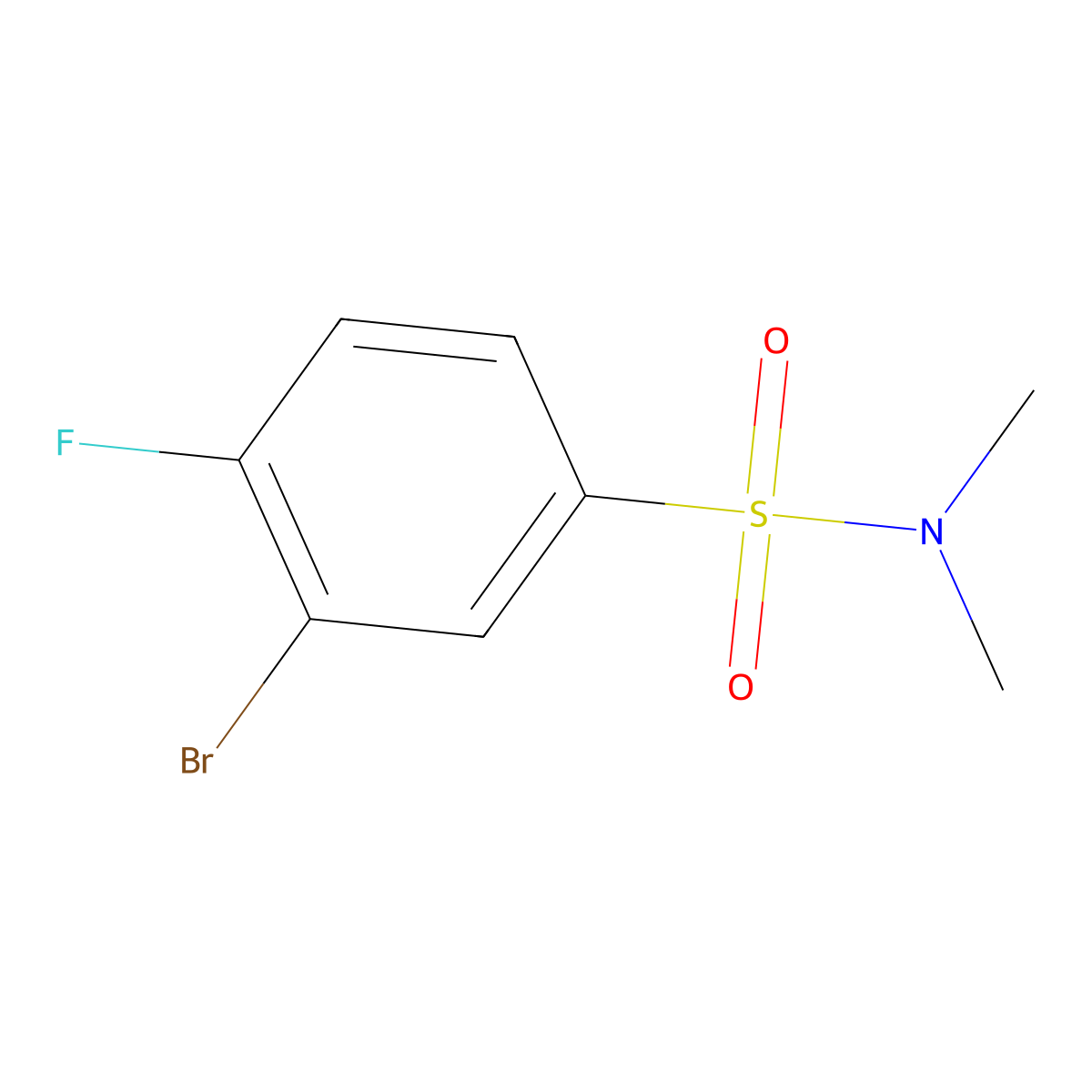3-bromo-4-fluoro-N,N-dimethylbenzenesulfonamide molecular structure, CAS 1240287-91-5