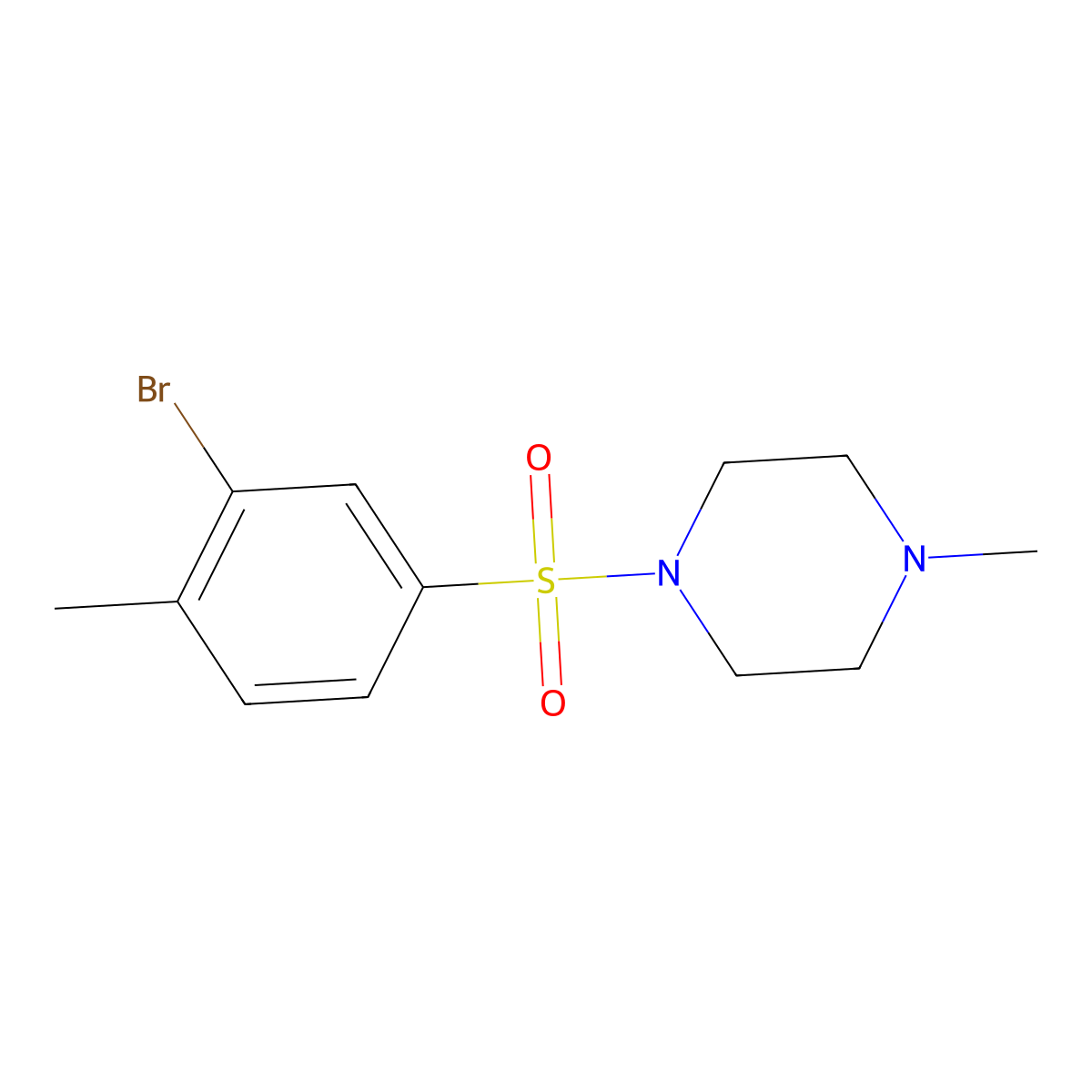 1-((3-Bromo-4-methylphenyl)sulfonyl)-4-methylpiperazine molecular structure, CAS 1240287-96-0