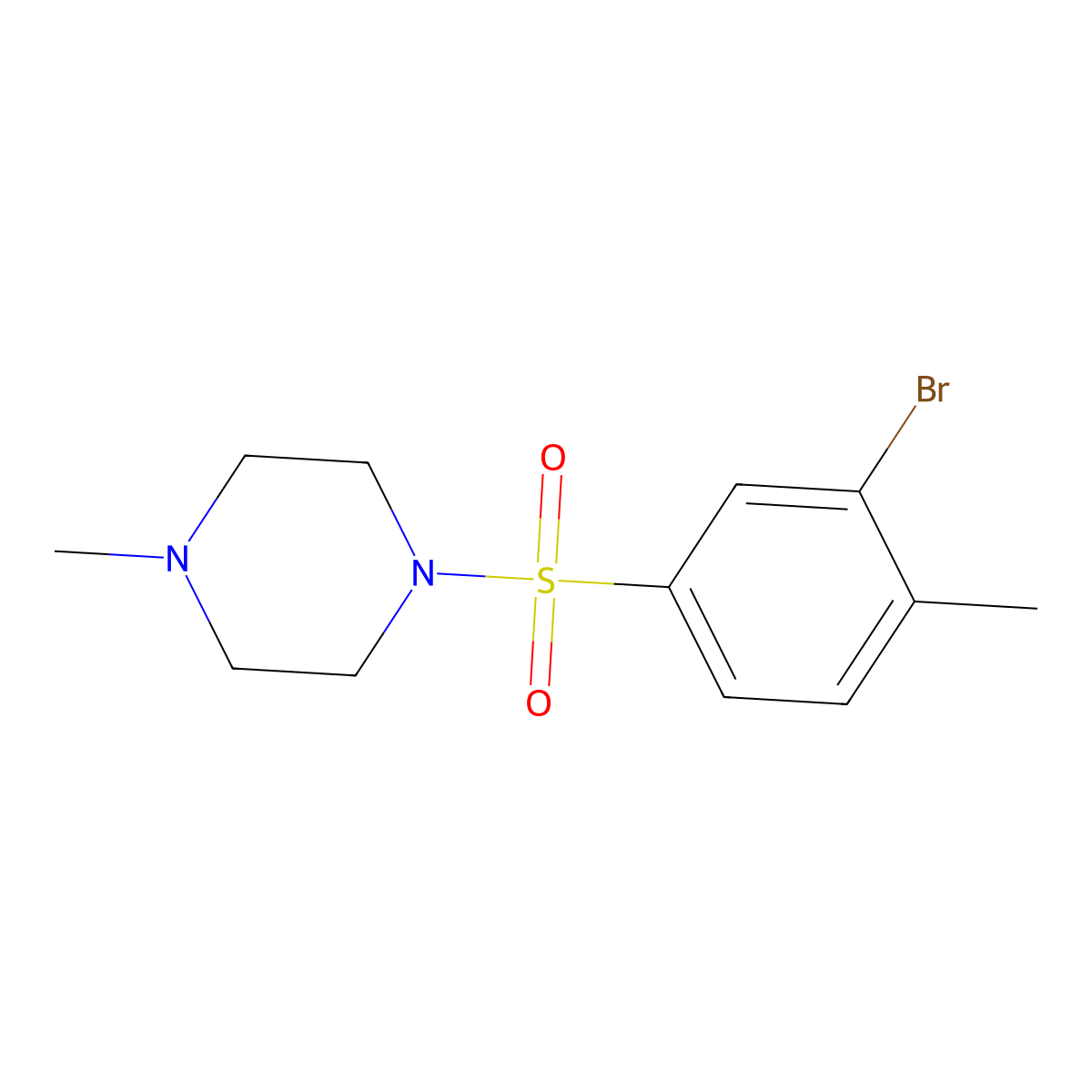 1-((3-Bromo-4-methylphenyl)sulfonyl)-4-methylpiperazine molecular structure, CAS 1240287-96-0