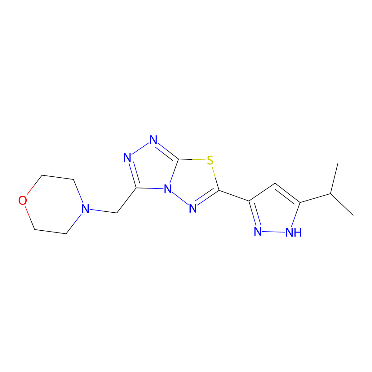 6-(5-isopropyl-1H-pyrazol-3-yl)-3-(4-morpholinylmethyl)[1,2,4]triazolo[3,4-b][1,3,4]thiadiazole molecular structure, CAS 1240290-40-7