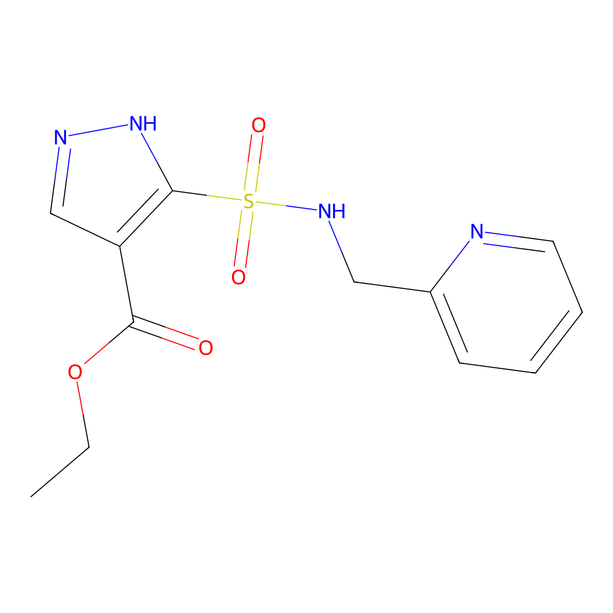 ethyl 5-{[(pyridin-2-yl)methyl]sulfamoyl}-1H-pyrazole-4-carboxylate molecular structure, CAS 1240291-47-7