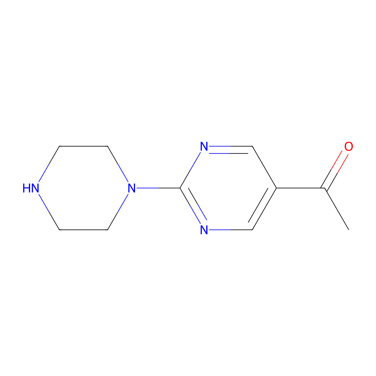 1-(2-(Piperazin-1-yl)pyrimidin-5-yl)ethanone hydrochloride molecular structure, CAS 1240293-02-0